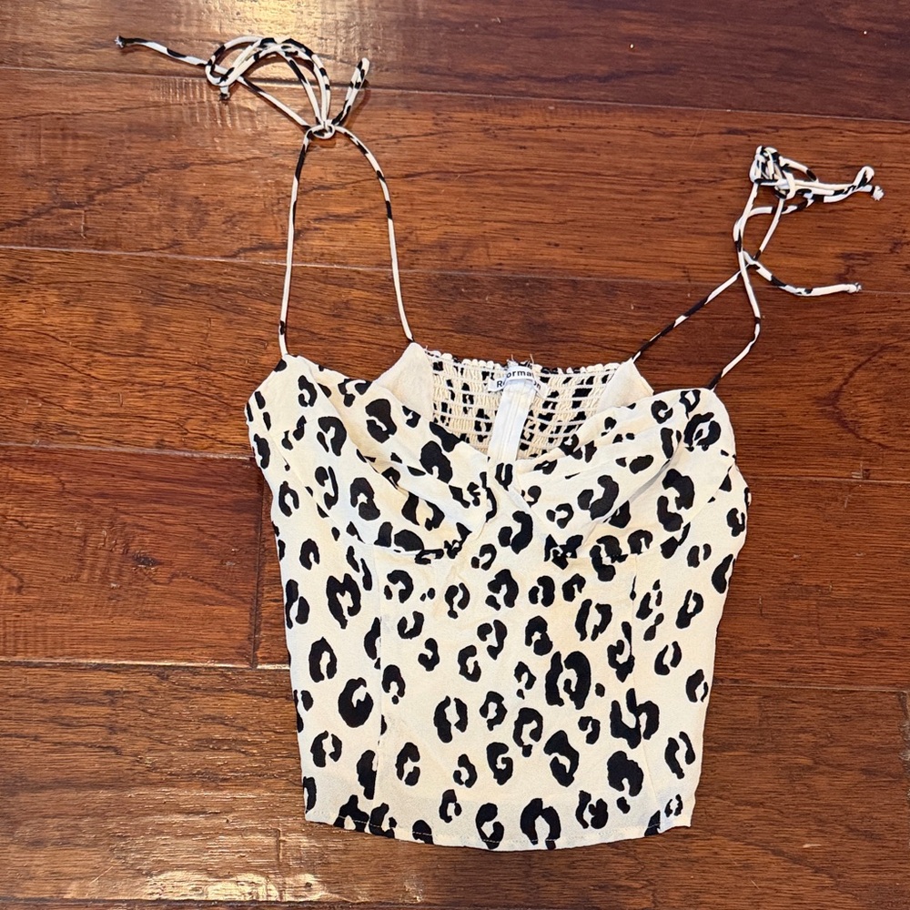 Reformation Black and White Leopard Camisole
